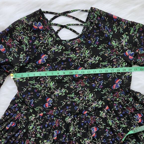 ENTRO -611 by Anthropologie floral pleated blouse crisscross back SMALL Style #T - Picture 5 of 8